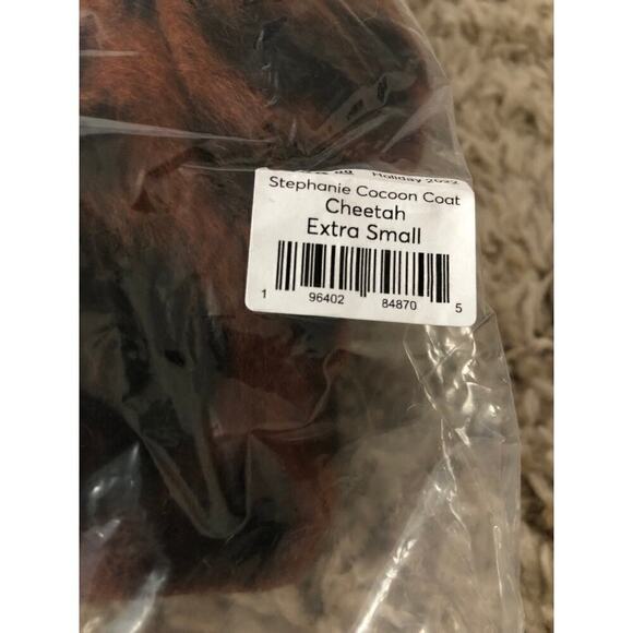 Marine Layer Stephanie Cocoon Coat Wool Blend Fuzzy Teddy Jacket Cheetah NWT XS - Picture 6 of 9